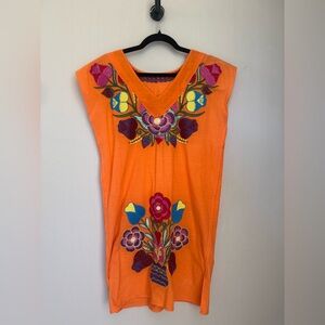 Embroidered Orange Swim Coverup/Dress